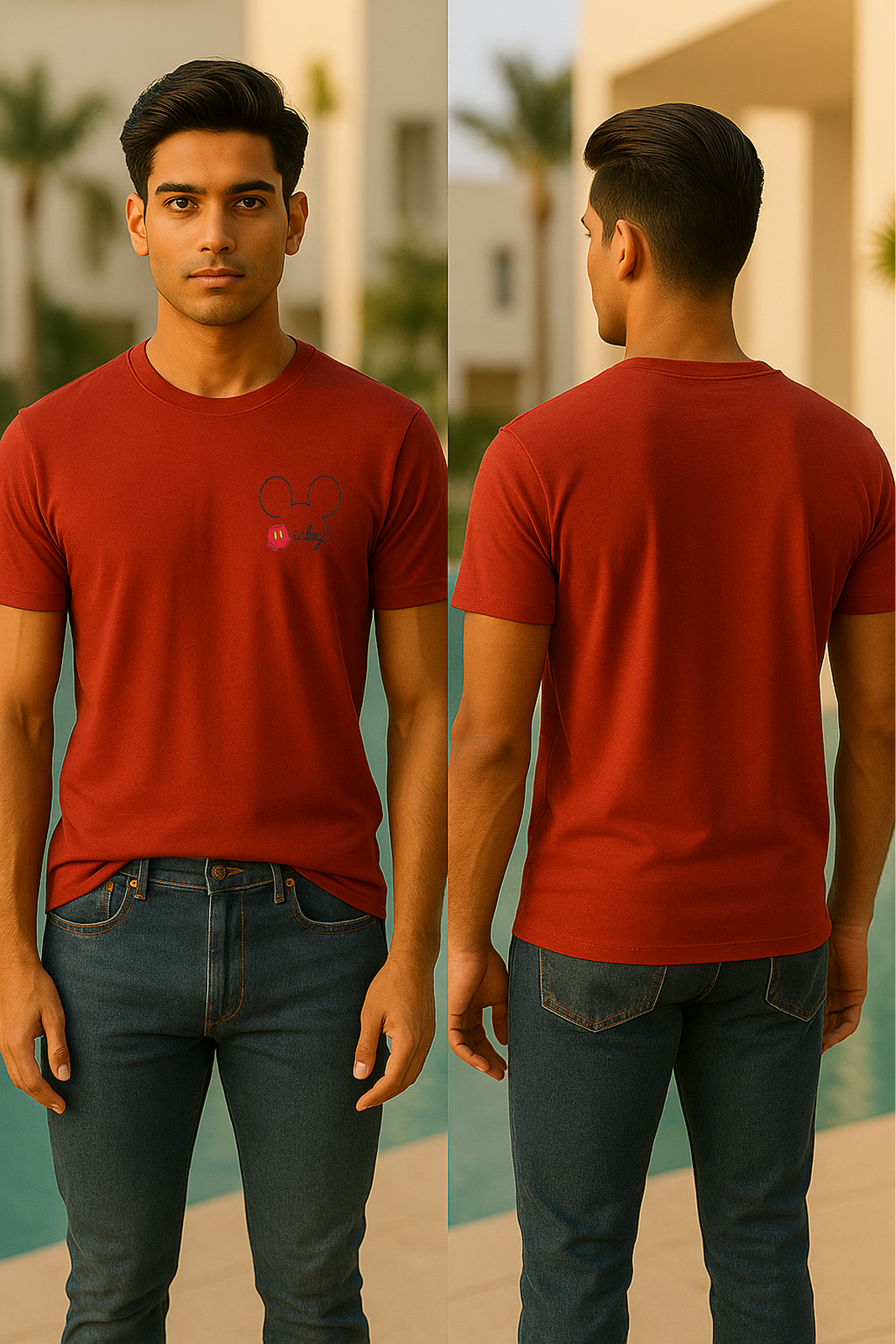 Mickey Mouse Embroidered Tee (Unisex – See Size Chart Before Choosing)