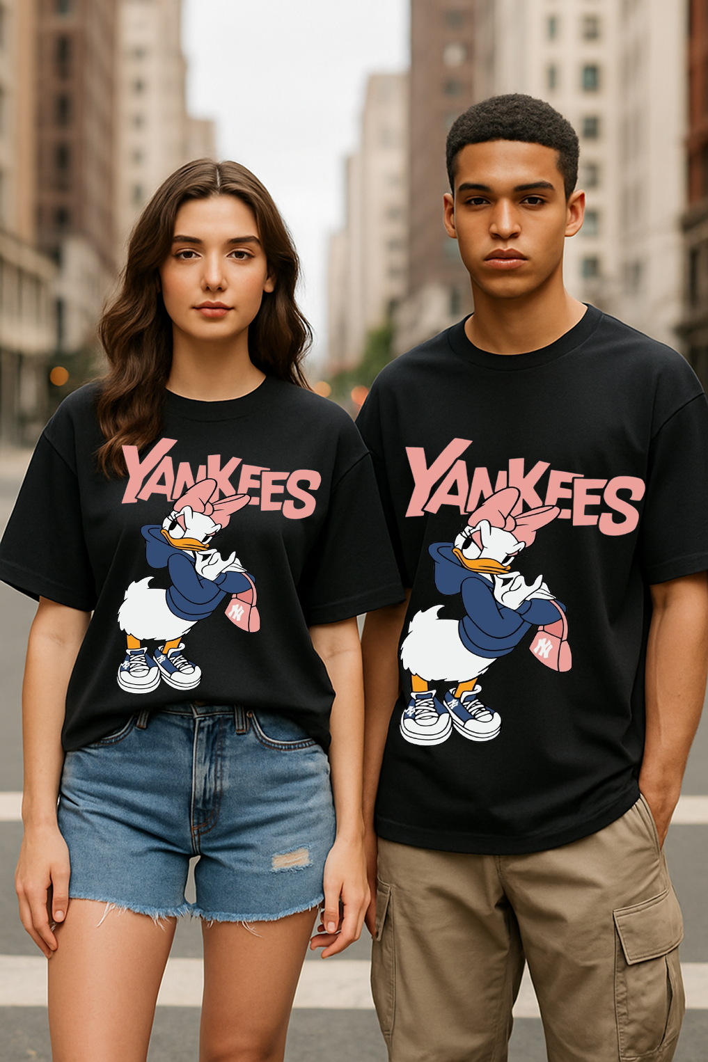 "Yankees Attitude Tee – Urban Sass Meets Classic Cartoon Cool"
