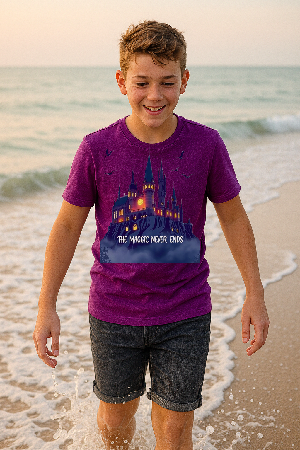 The Magic Never Ends” Kids’ T-Shirt – Enchanted Castle Edition 🏰✨