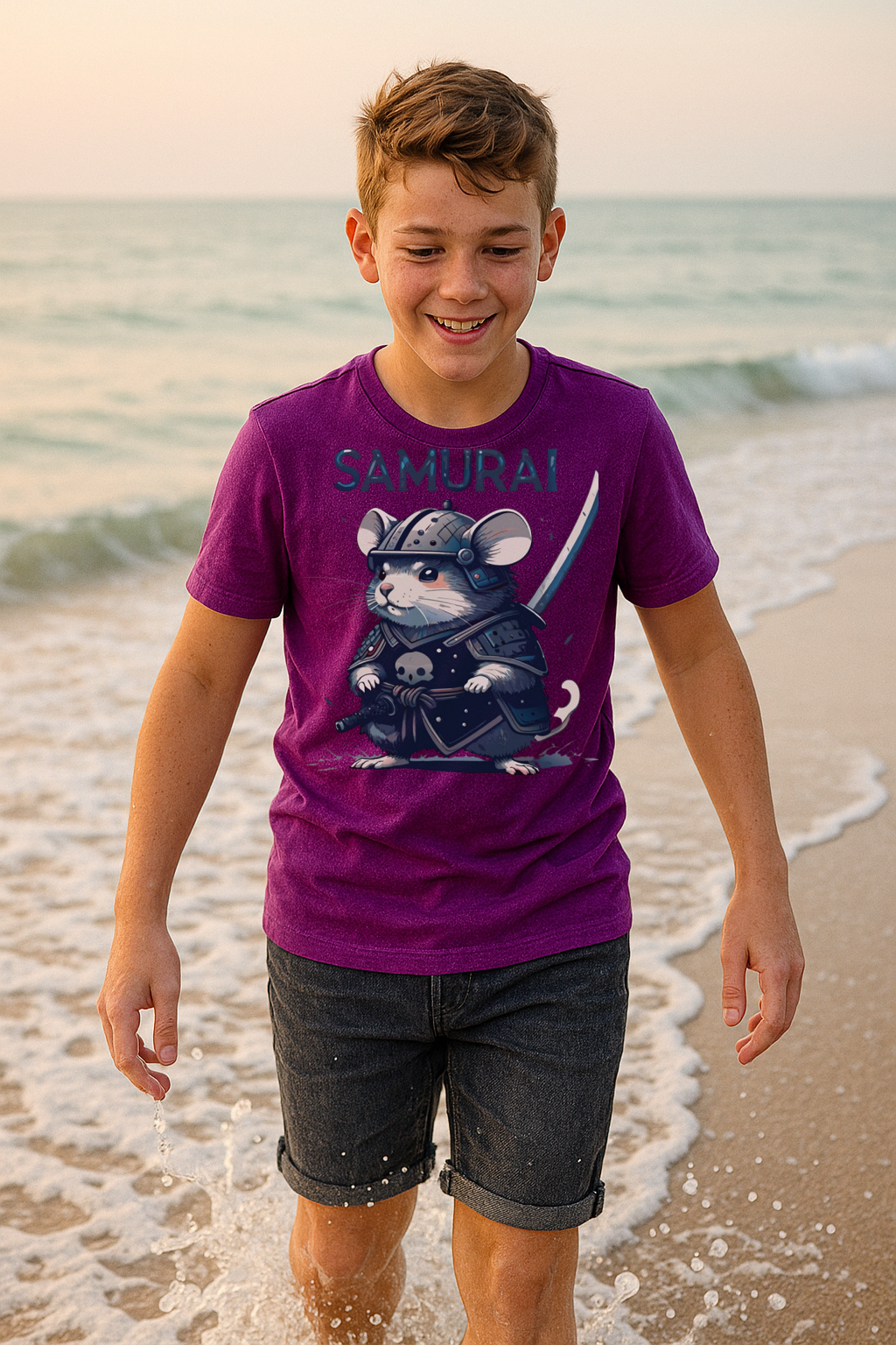 Samurai Mouse Kids T-Shirt – Brave Little Warrior Tee