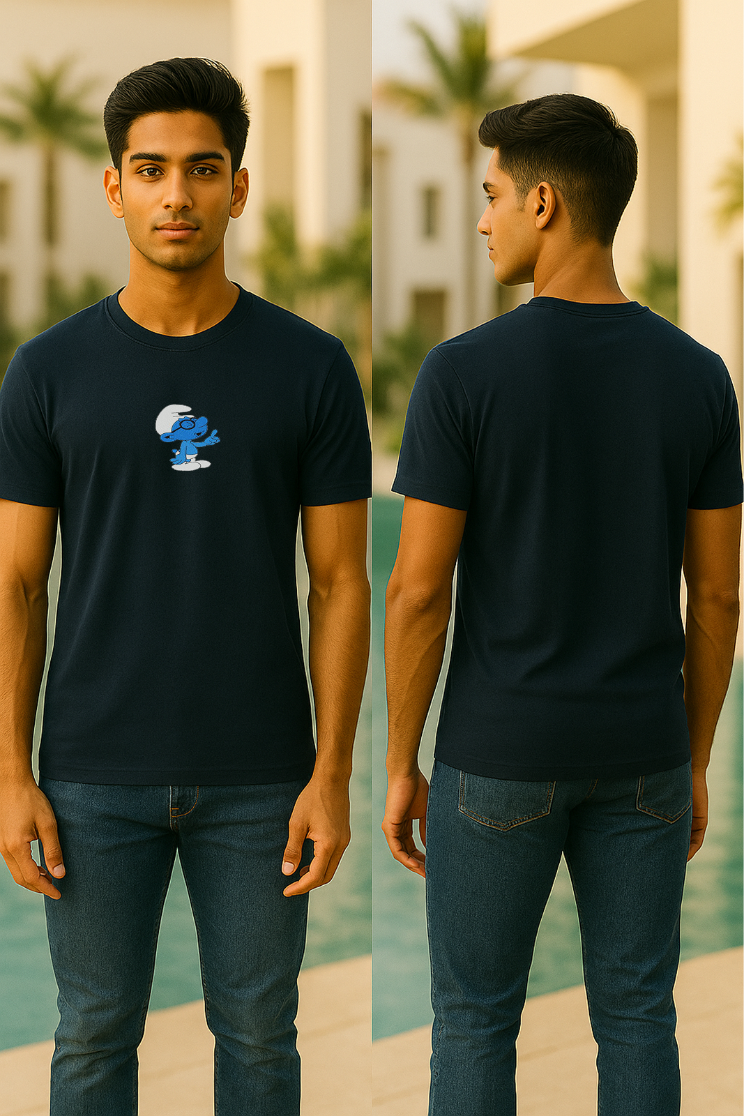 Unisex Classic Crew T-ShirtSmurf Vibe Embroidered Tee (Unisex – See Size Chart Before Choosing)