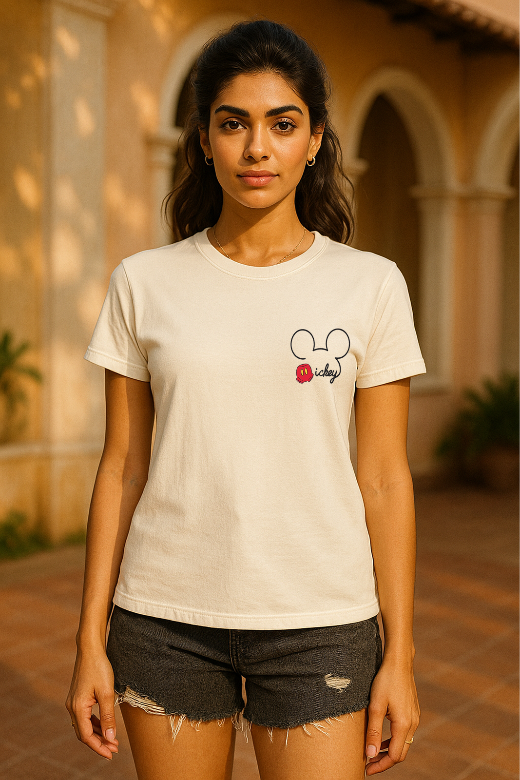 Mickey Mouse Embroidered Tee (Unisex – See Size Chart Before Choosing)