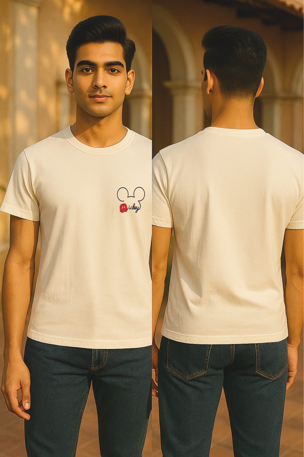 Mickey Mouse Embroidered Tee (Unisex – See Size Chart Before Choosing)