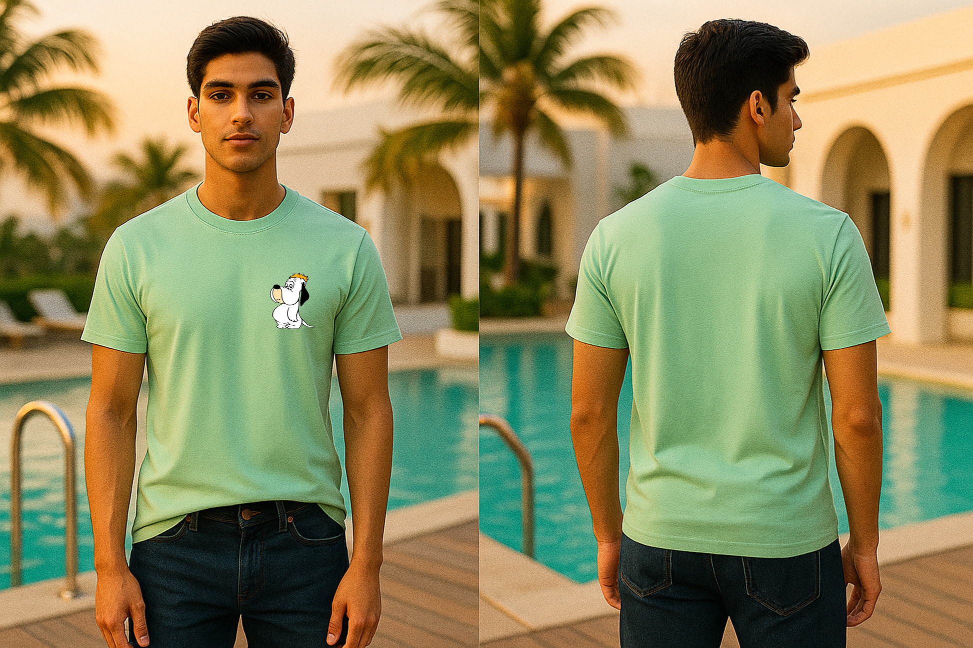 🌿 Storm Brn Retro Pup Embroidered Tee | Unisex for Teens & Adults (see the size chart)