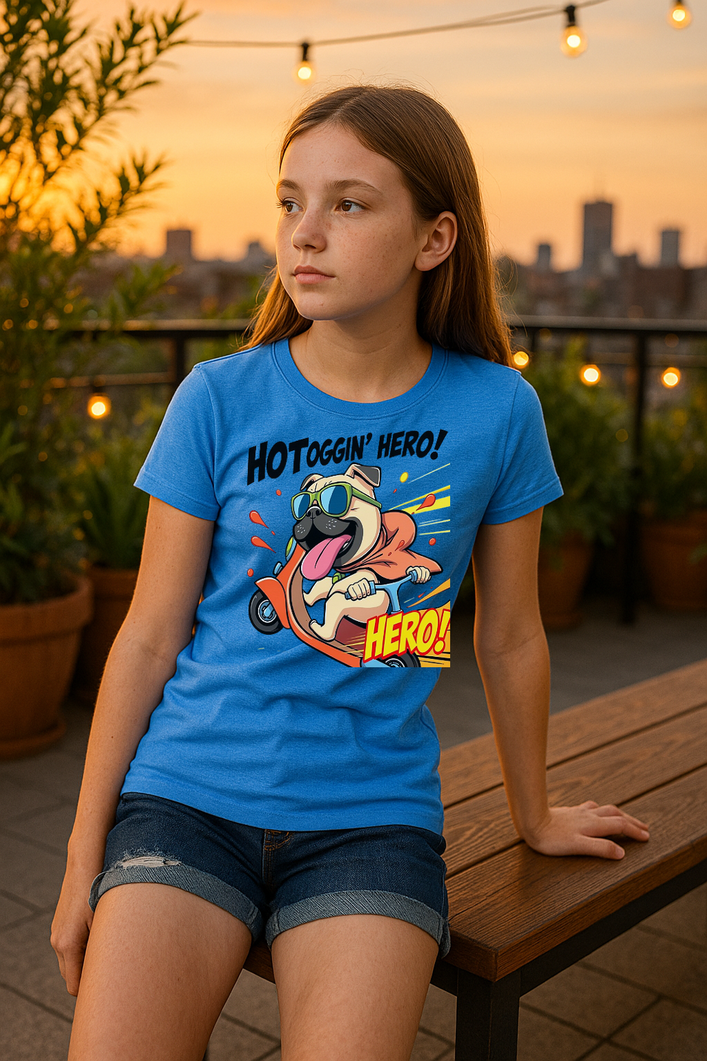 “Hotdoggin’ Hero” Kids T-Shirt – Zoom into Fun! 🛵🐾
