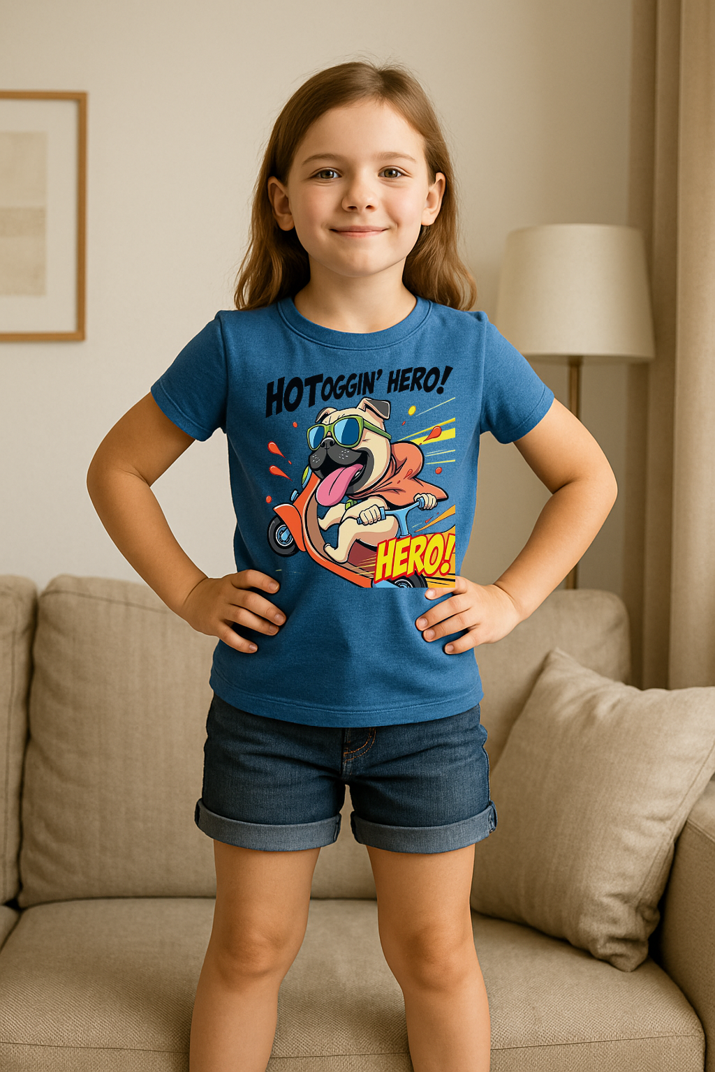 “Hotdoggin’ Hero” Kids T-Shirt – Zoom into Fun! 🛵🐾