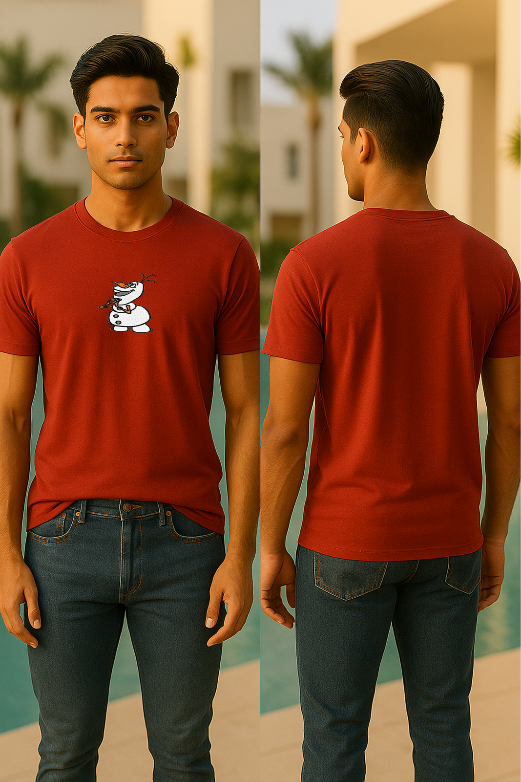 ☃️ Happy Snowman Embroidered Tee ❄️ (see the size chart)
