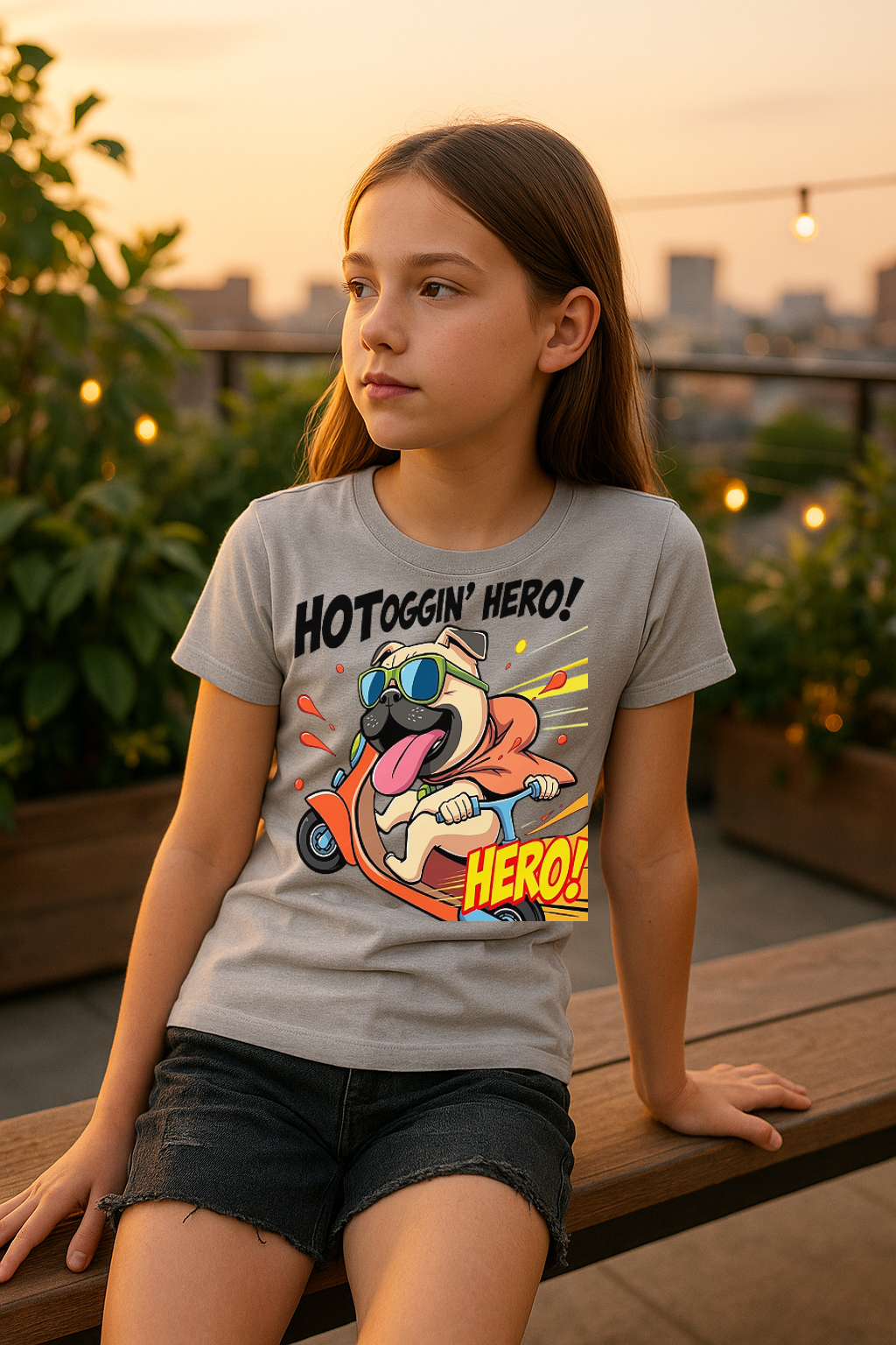 “Hotdoggin’ Hero” Kids T-Shirt – Zoom into Fun! 🛵🐾