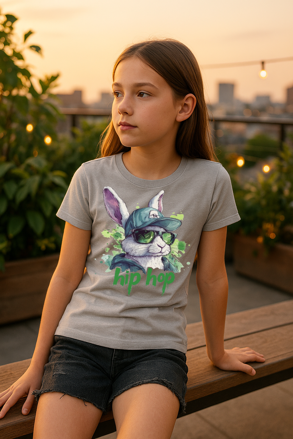 “Hip Hop Bunny” Kids’ T-Shirt – Street Style Cottontail Edition 🐰🕶️