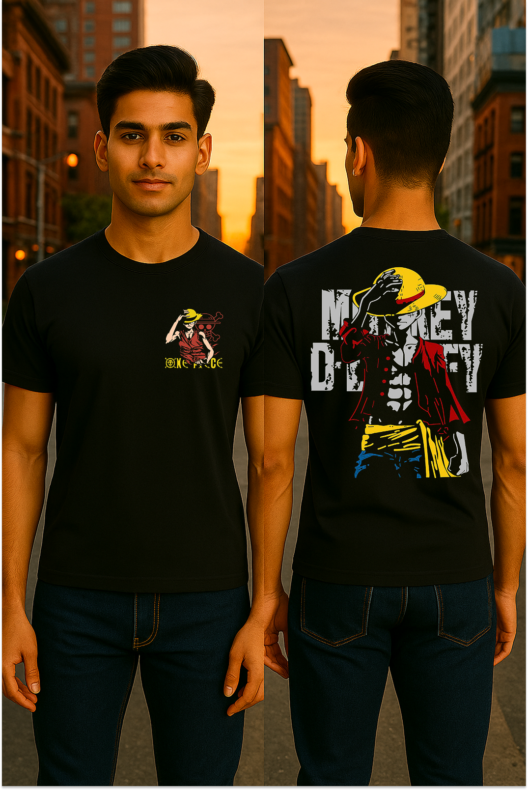 🏴☠️ Storm Brn One Piece Luffy Tee – Front &amp; Back Print | Regular Fit (See the size chart before choosing the size)