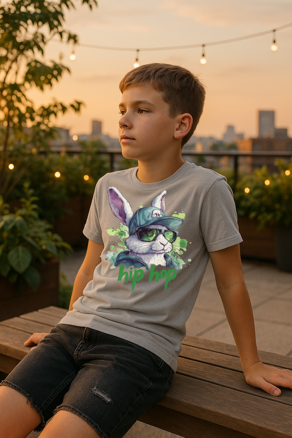 “Hip Hop Bunny” Kids’ T-Shirt – Street Style Cottontail Edition 🐰🕶️