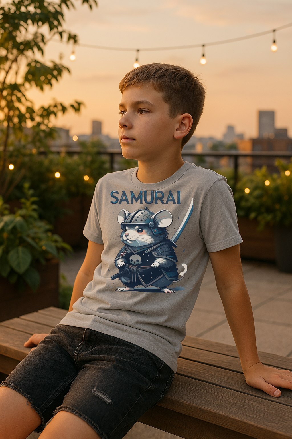 Samurai Mouse Kids T-Shirt – Brave Little Warrior Tee