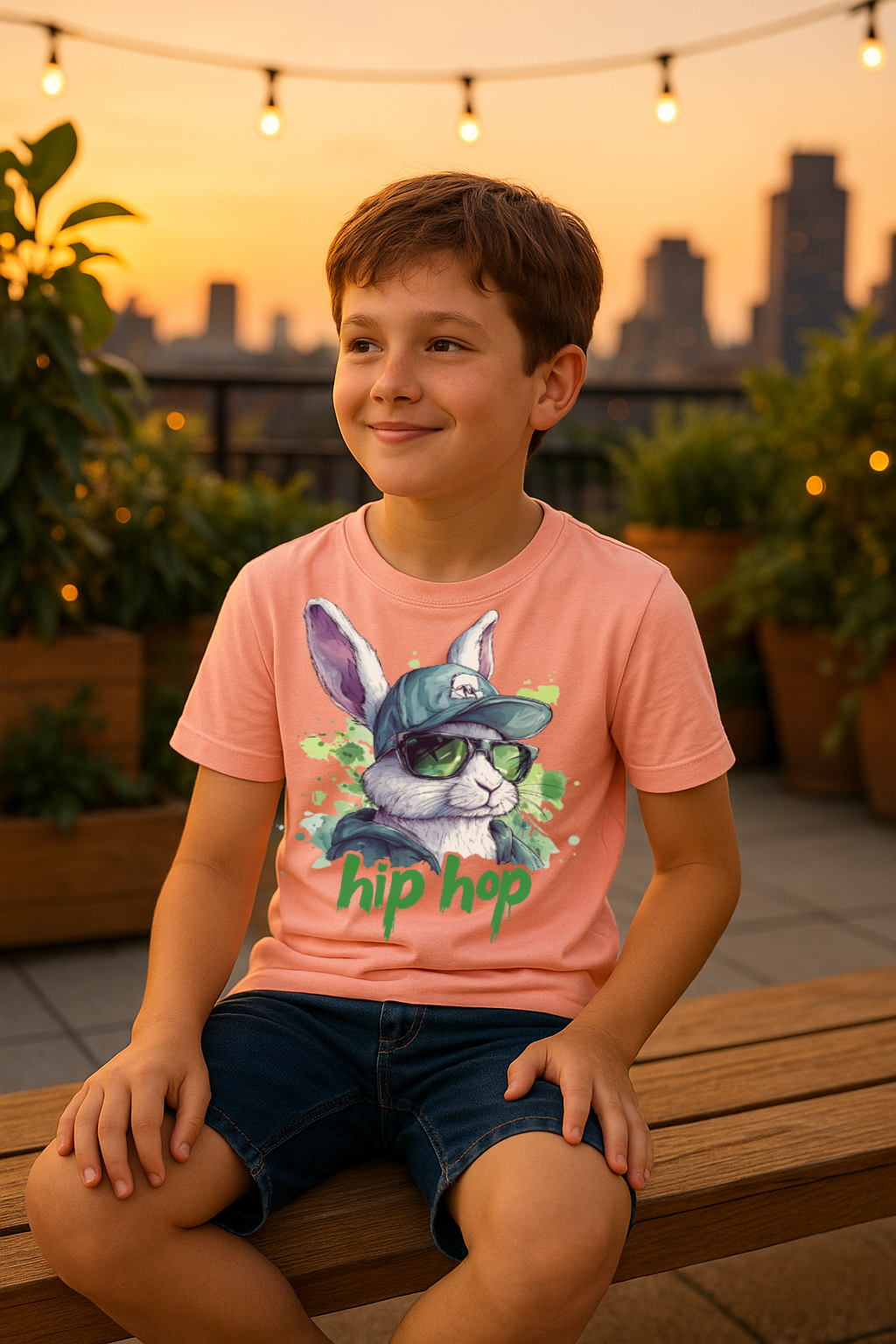 “Hip Hop Bunny” Kids’ T-Shirt – Street Style Cottontail Edition 🐰🕶️