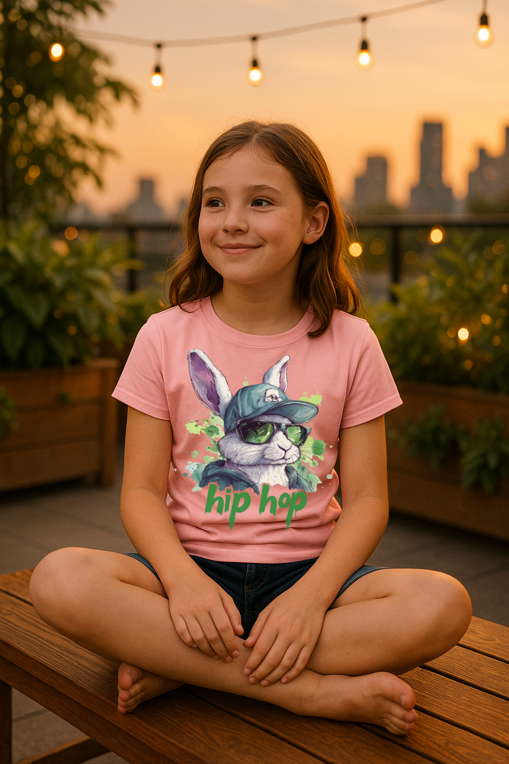 “Hip Hop Bunny” Kids’ T-Shirt – Street Style Cottontail Edition 🐰🕶️