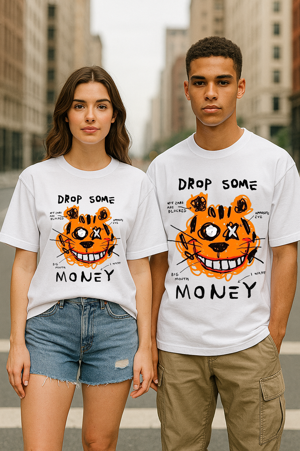 Drop Some Money – Oversized Graffiti Tiger Tee
