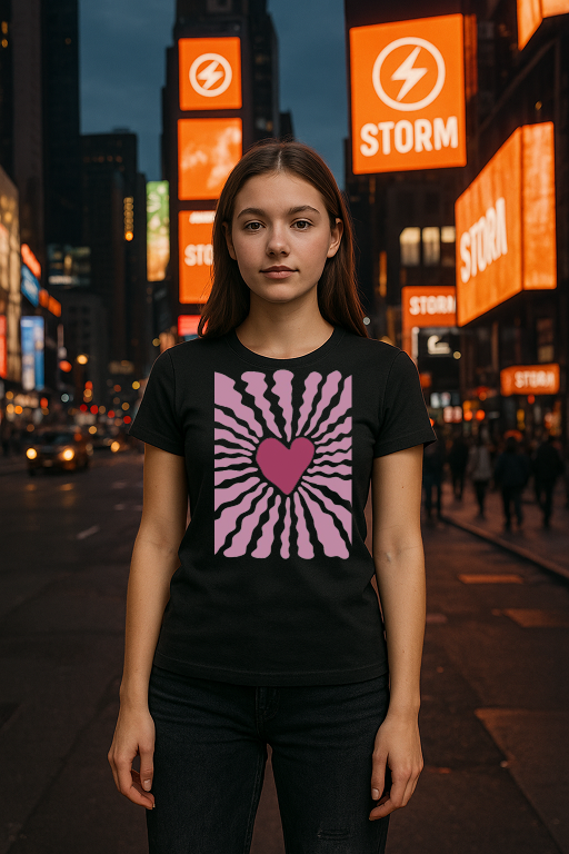 "Heart Radiance" Tee – Retro Love Explosion