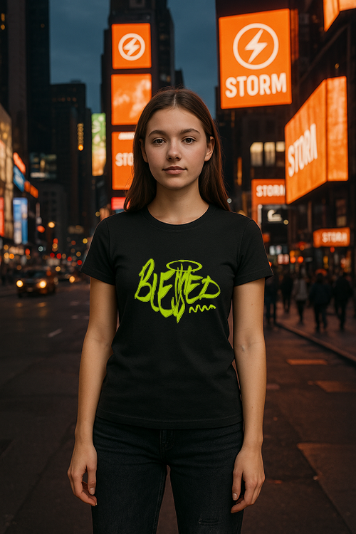 "Blessed Graffiti Tee – Halo Drip Edition"