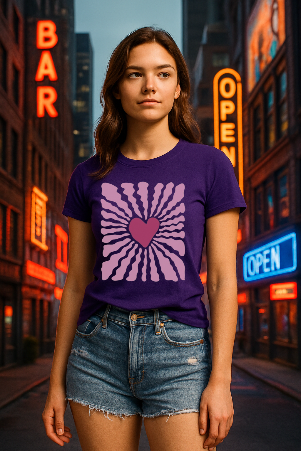 "Heart Radiance" Tee – Retro Love Explosion