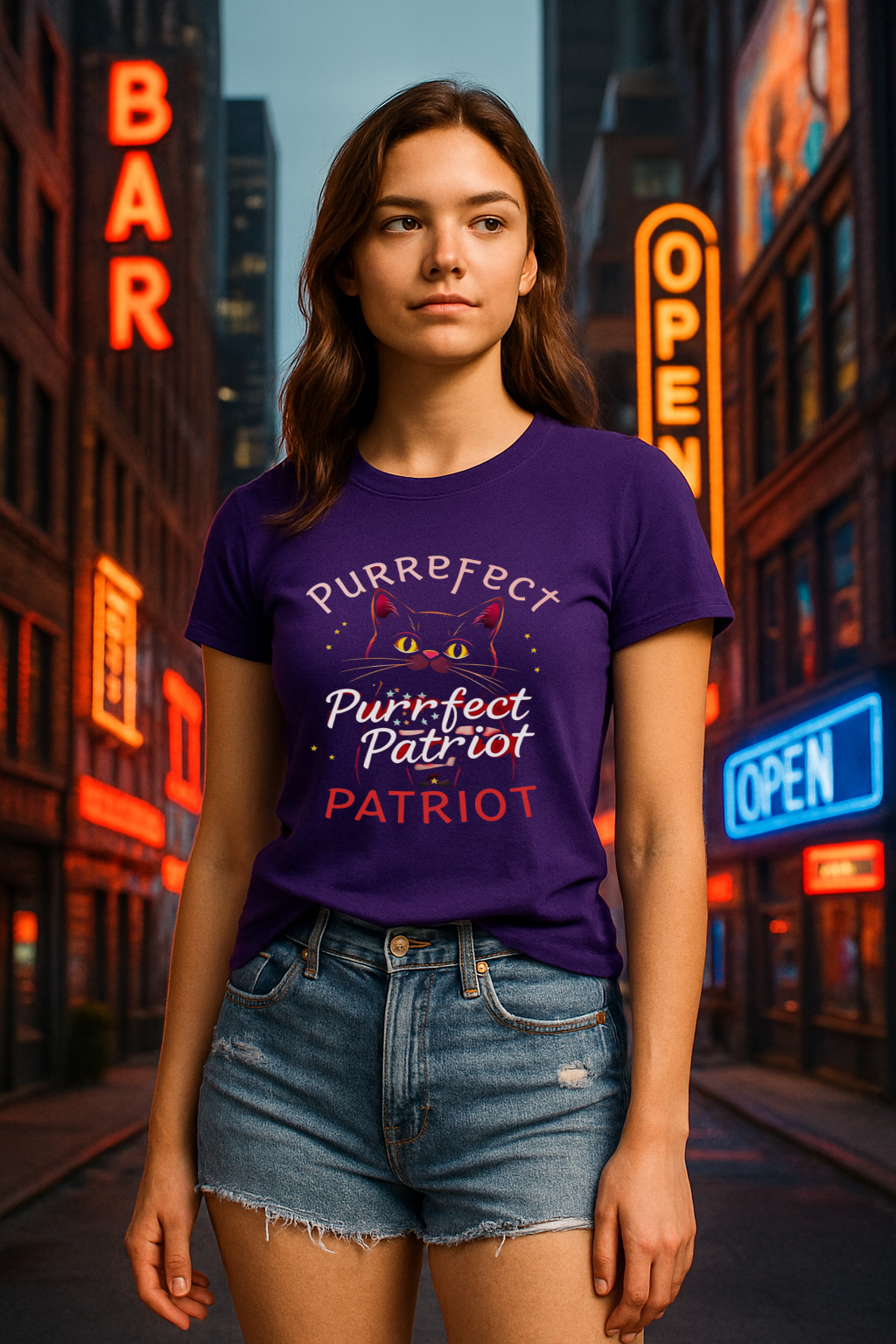 Purrfect Patriot – Semi-Fitted Cat Lover’s Tee
