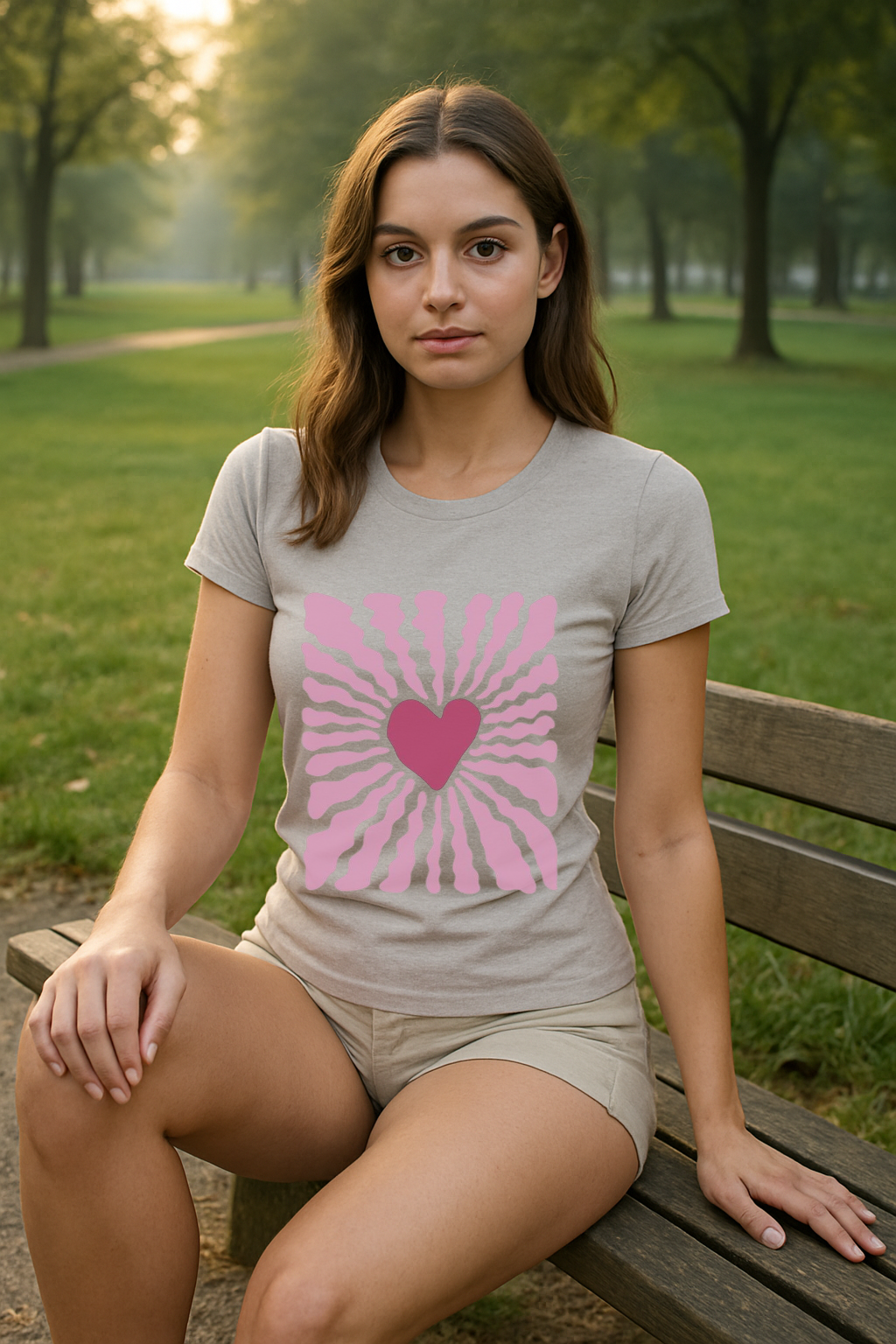 "Heart Radiance" Tee – Retro Love Explosion