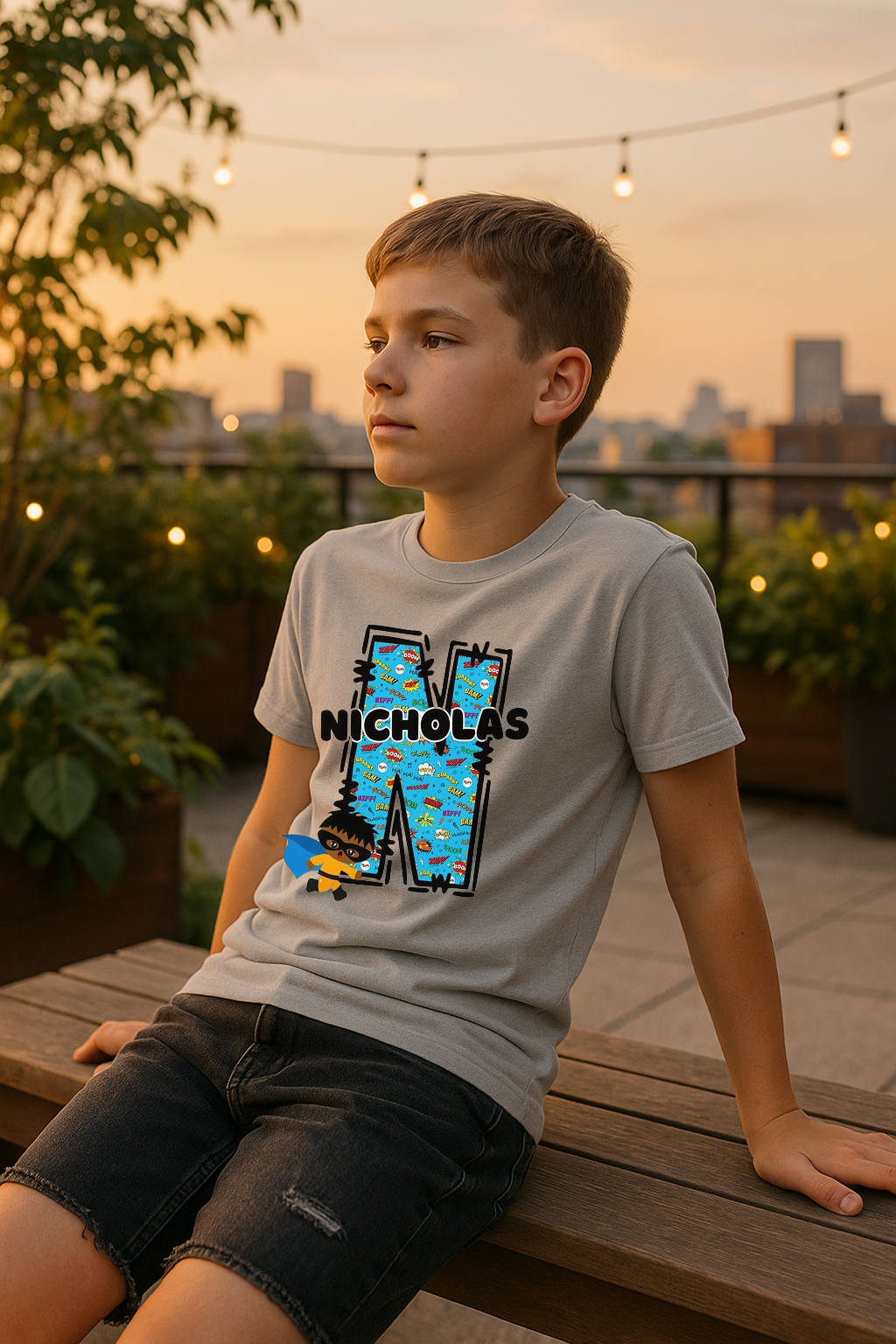 Personalized “N for Nicholas” Superhero T-Shirt