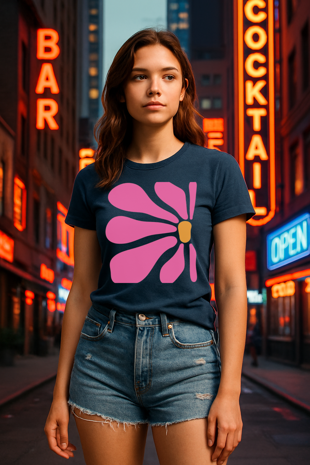 “Shade Parade” Tee – Neon Nights, Iconic Frames 💖 A T-shirt That Brings Big City Glam to Street Style