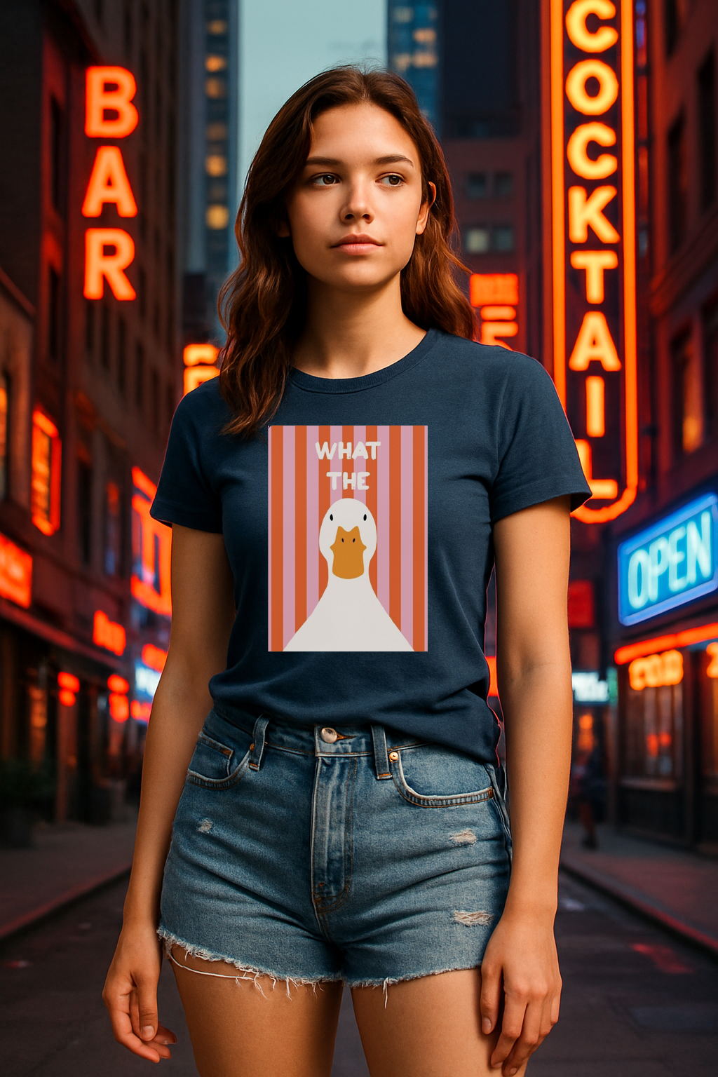 “What the Duck?!” Bold Stripes Tee – Quirky, Cute, & Seriously Confused