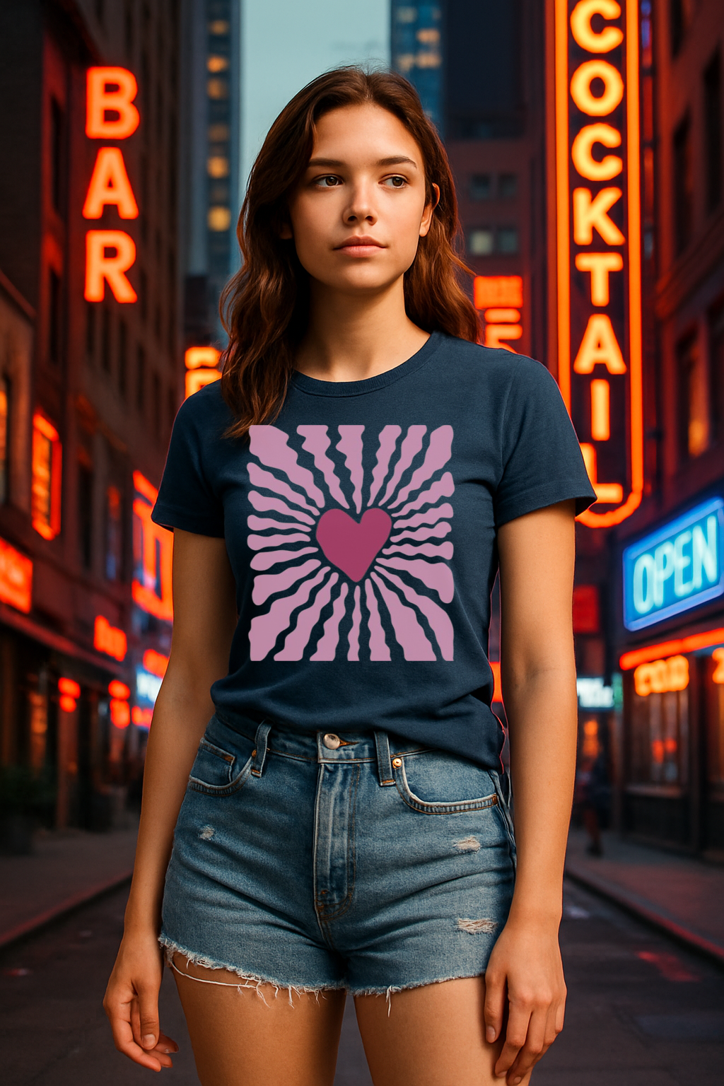 "Heart Radiance" Tee – Retro Love Explosion