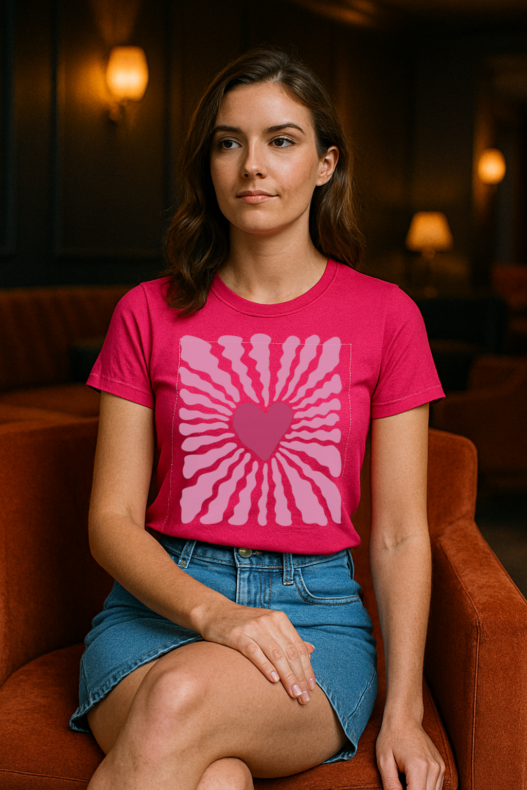 "Heart Radiance" Tee – Retro Love Explosion