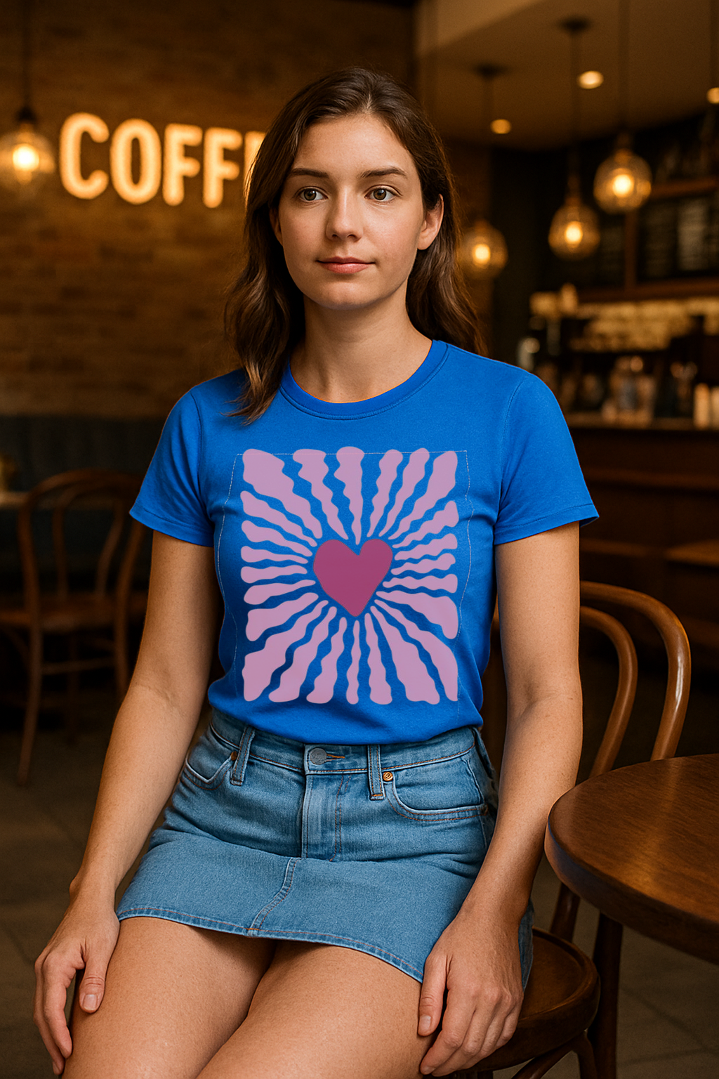 "Heart Radiance" Tee – Retro Love Explosion