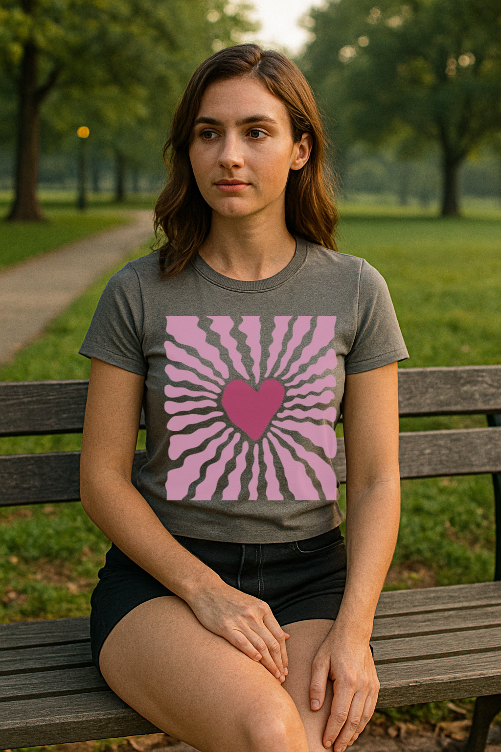 "Heart Radiance" Tee – Retro Love Explosion