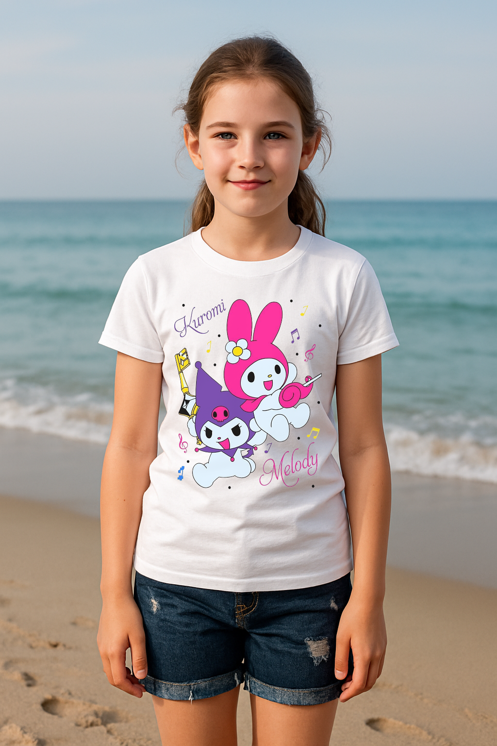 🎀 Kuromi x My Melody Music Tee – Kawaii Style for Girls (0–13 Years)
