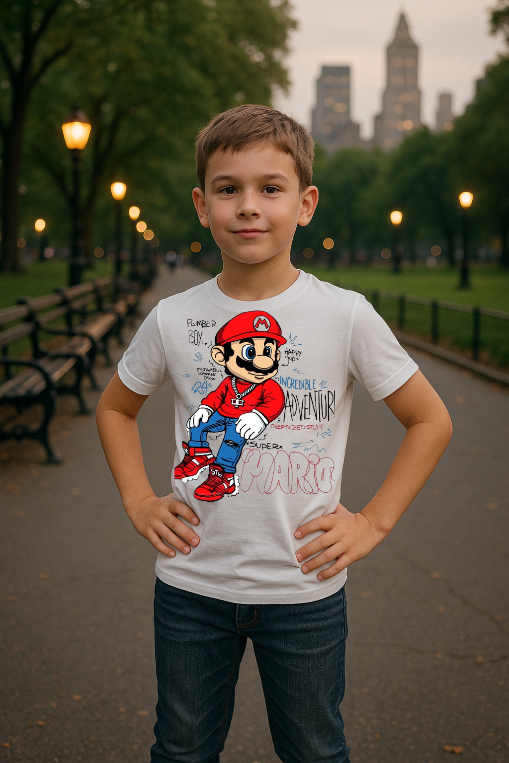 🔥 Super Mario Street Vibe Tee – Plumber Boy with Swag 👟
