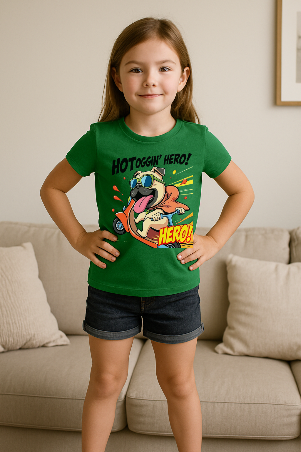 “Hotdoggin’ Hero” Kids T-Shirt – Zoom into Fun! 🛵🐾