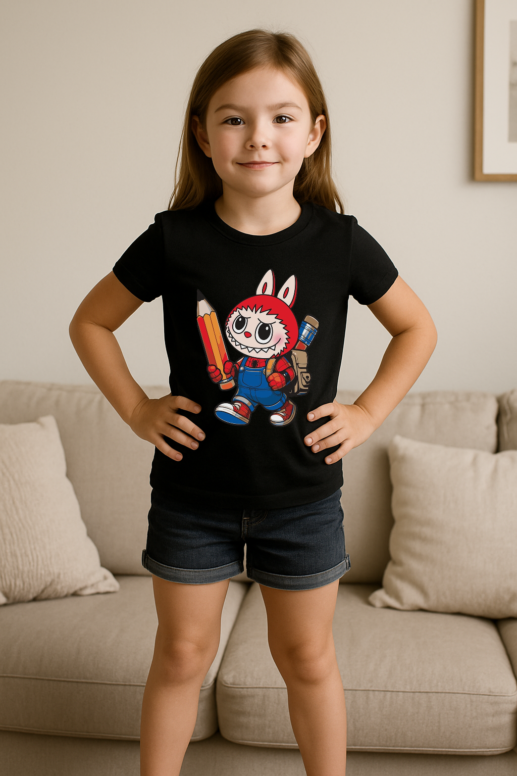 Labubu Sketch Explorer Tee – Creativity in Action 🎒✏️