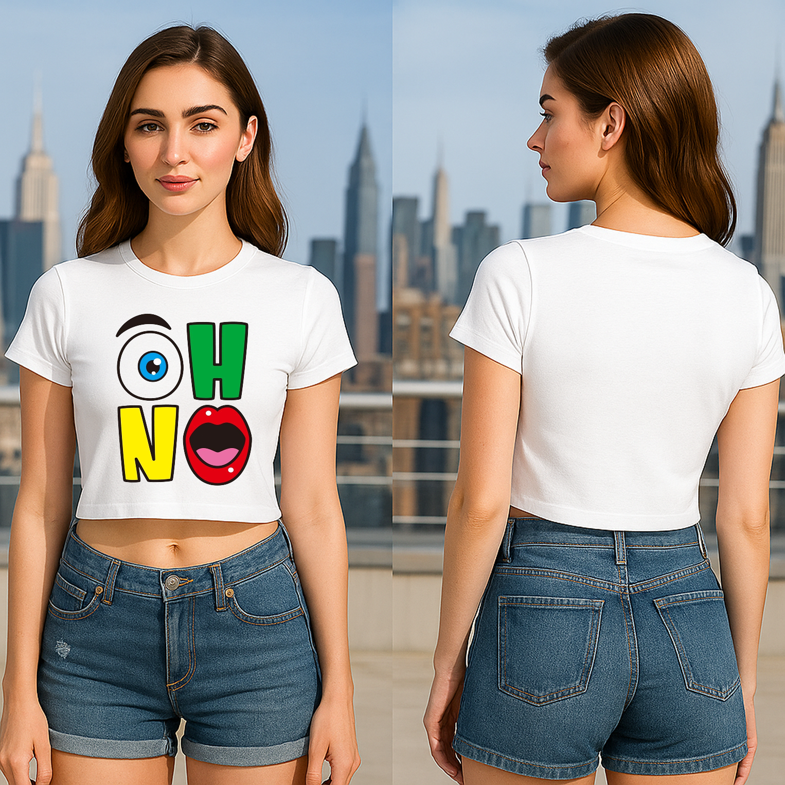 😱 Oh No Graphic Crop Top – Playful Style for Teens & Women 💥