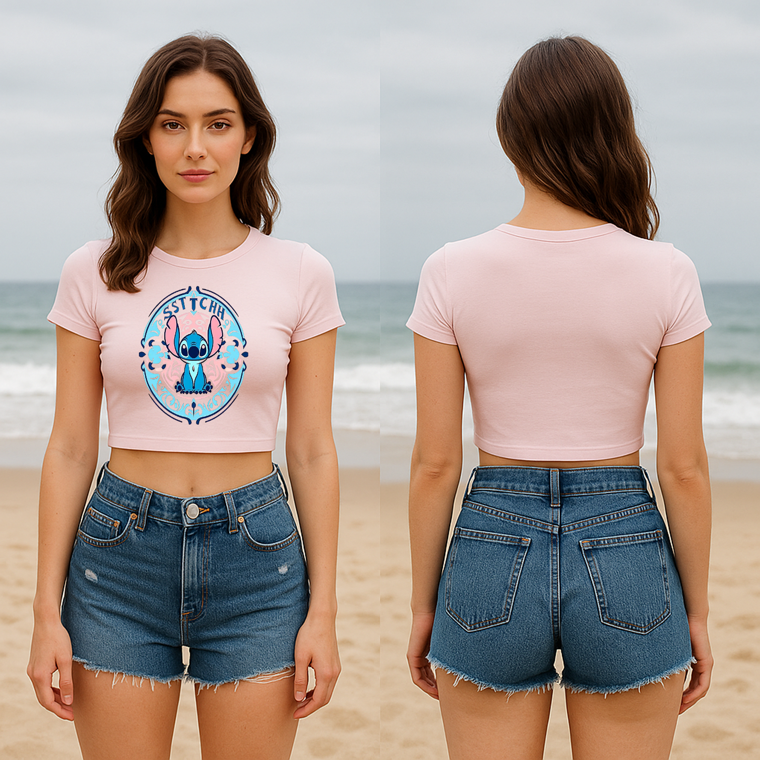 🌺 Stitch Graphic Crop Top – Cute &amp; Playful Style for Teens &amp; Women ✨