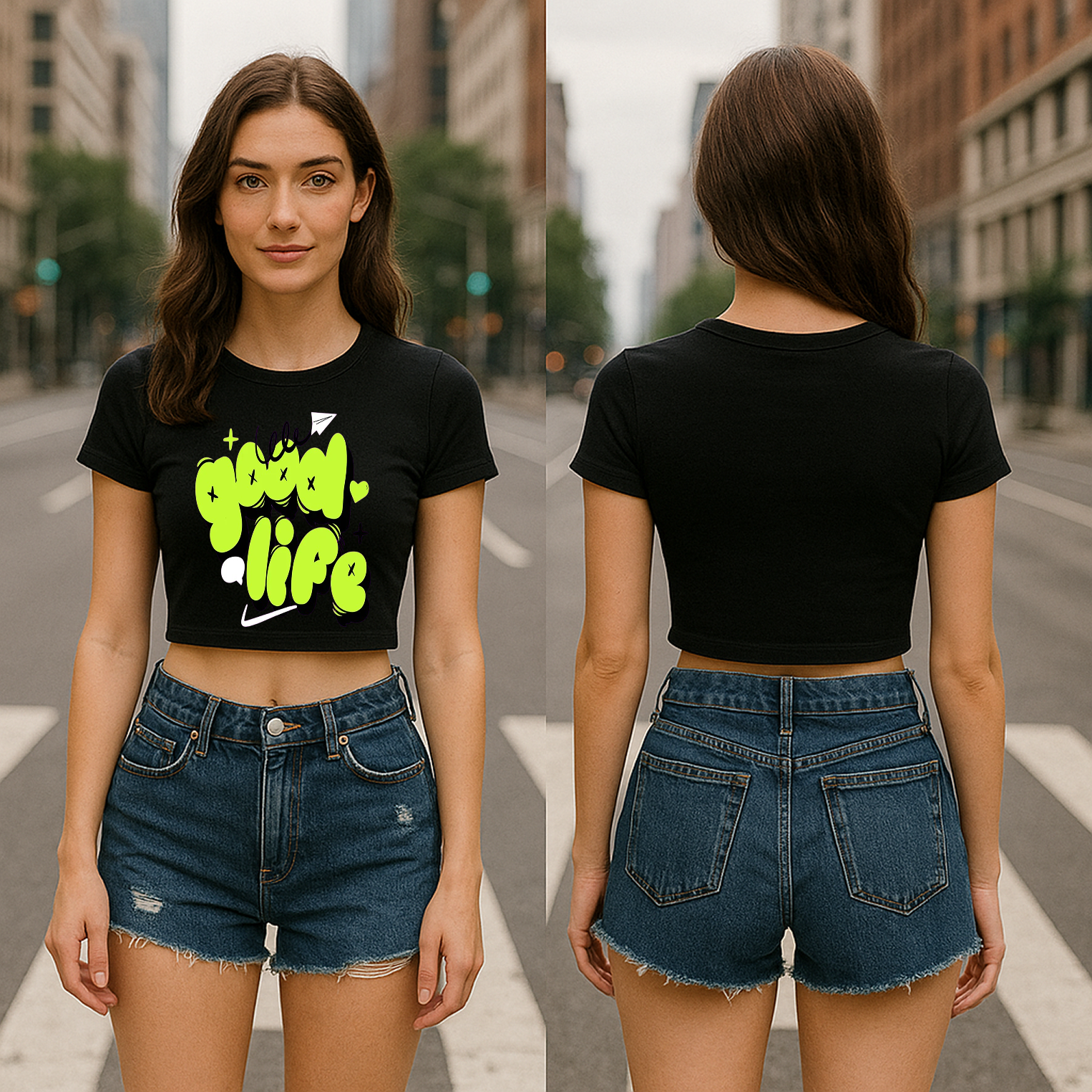 🌟 Glow-in-the-Dark “Good Life” Crop Top – Neon Pop for Teens & Women