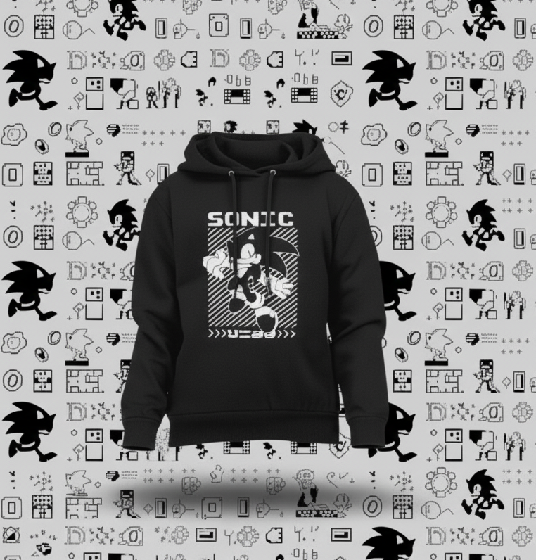 ⚡ Sonic Vibe Kids Hoodie – White Puff Print Edition ⚡